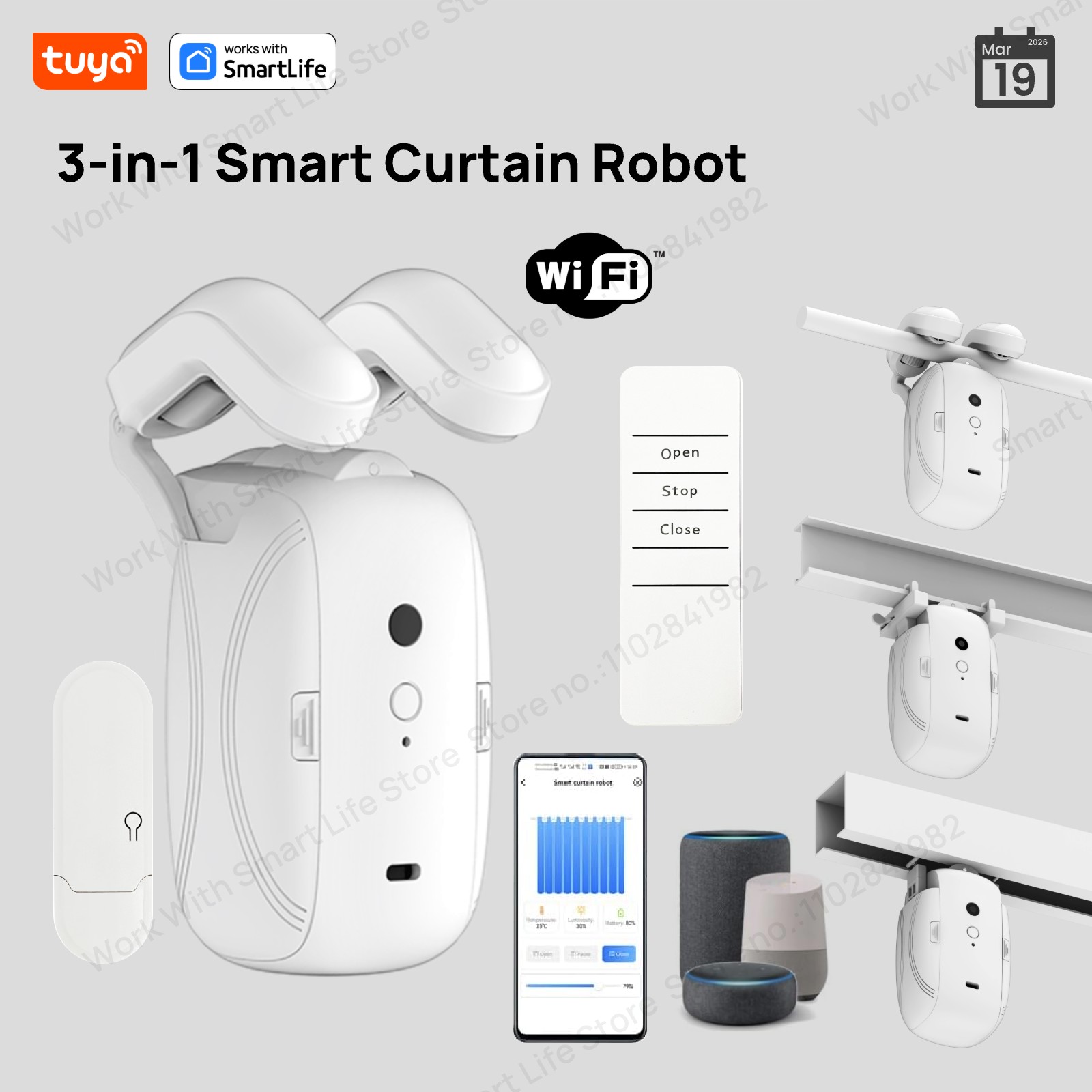 Smart Home Full System - 1/2PCS Tuya Smart WiFi Curtain Robot