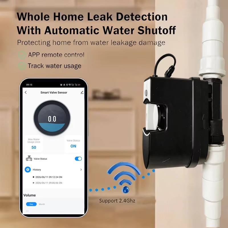 WiFi Smart Water Valve With Fl - Wifi Water Leak Detector review and price