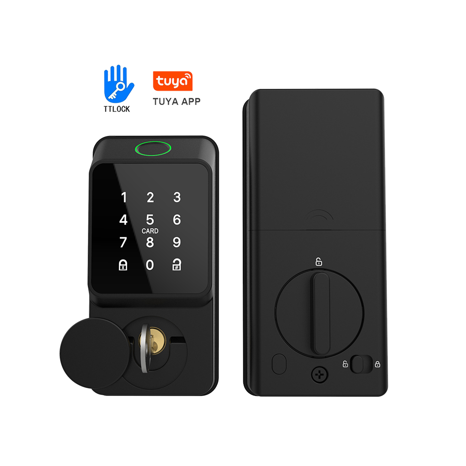 Black Smart Deadbolt Lock Fing - Smart Door Lock review and price